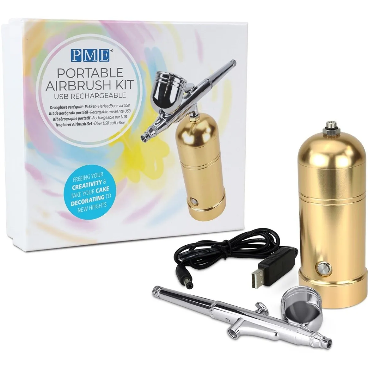PME Airbrush Kit Oplaadbaar Goud Outlet