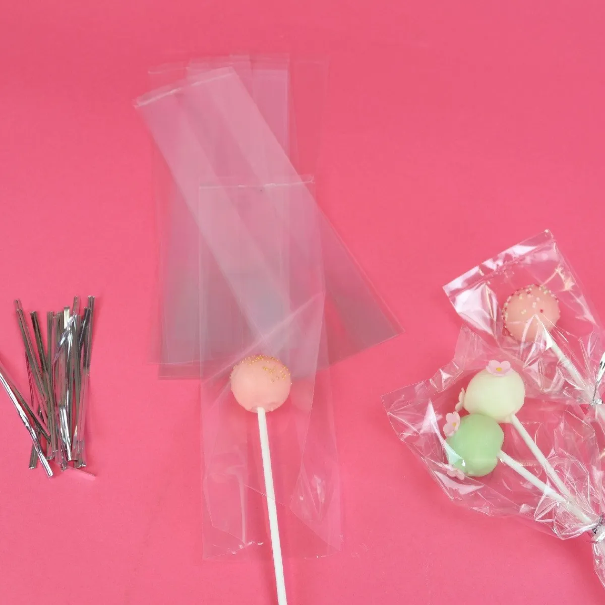 PME Cakepop zakjes met zilveren strikjes 25x7,6cm 25st. New