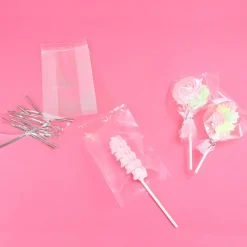 PME Lollipop zakjes met zilveren strikjes 15x9,5cm 25st. Discount