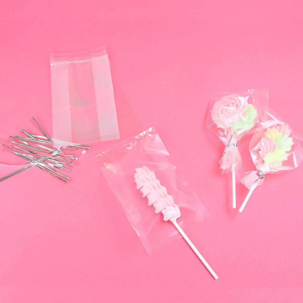 PME Lollipop zakjes met zilveren strikjes 15x9,5cm 25st. Discount
