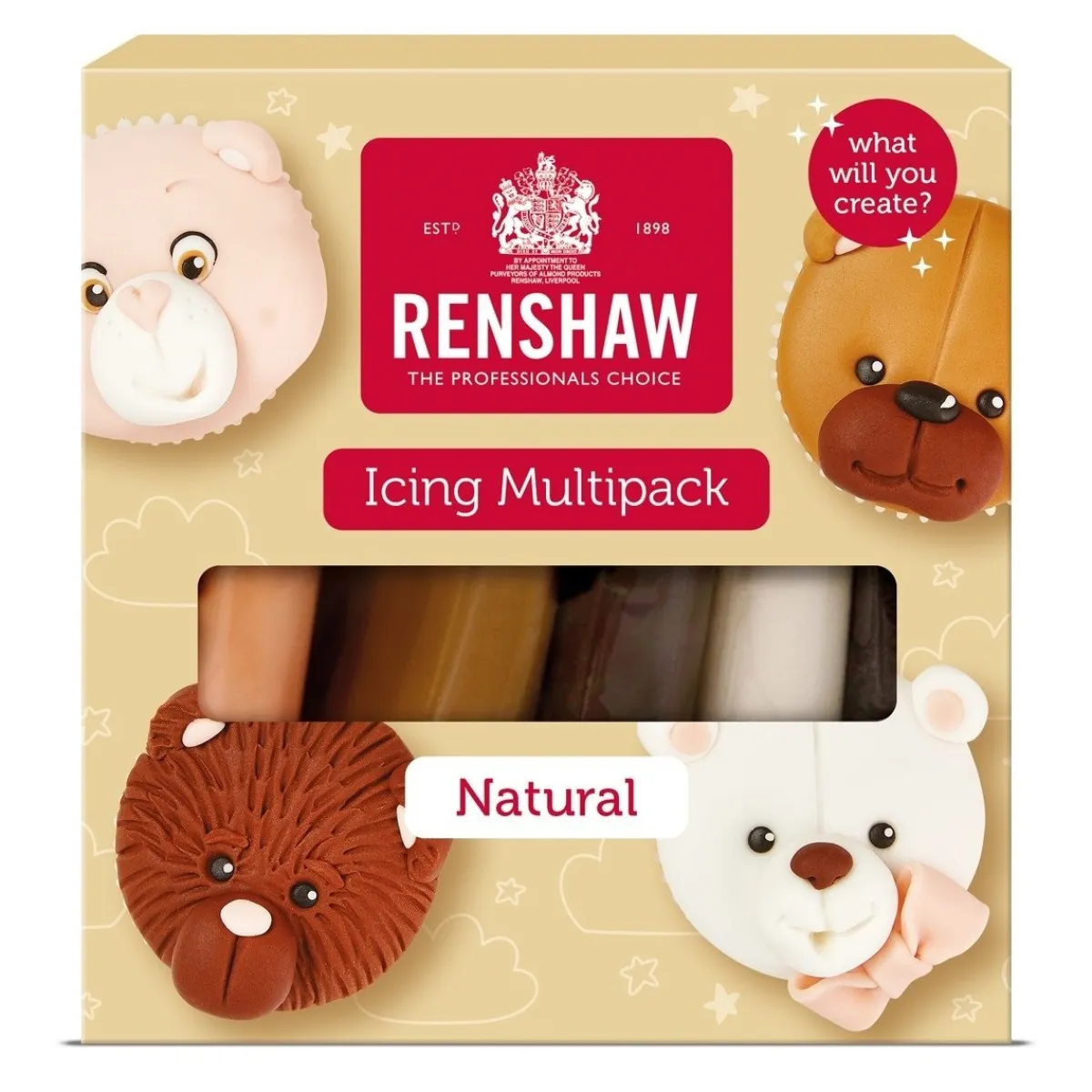 Renshaw Rolfondant Multipack Natuurlijke Kleuren 5x100g Hot