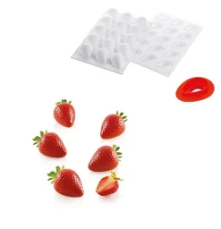 Silikomart Siliconen Bakvorm Aardbei (15x) 4,8cm +cutter Clearance