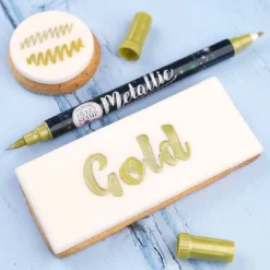 Sweet Stamp Stift Eetbare Inkt Dubbelzijdig Metallic Goud Hot