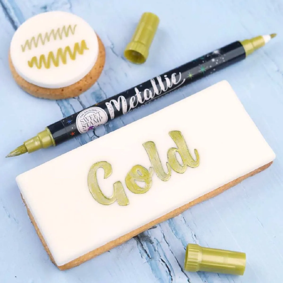 Sweet Stamp Stift Eetbare Inkt Dubbelzijdig Metallic Goud Hot