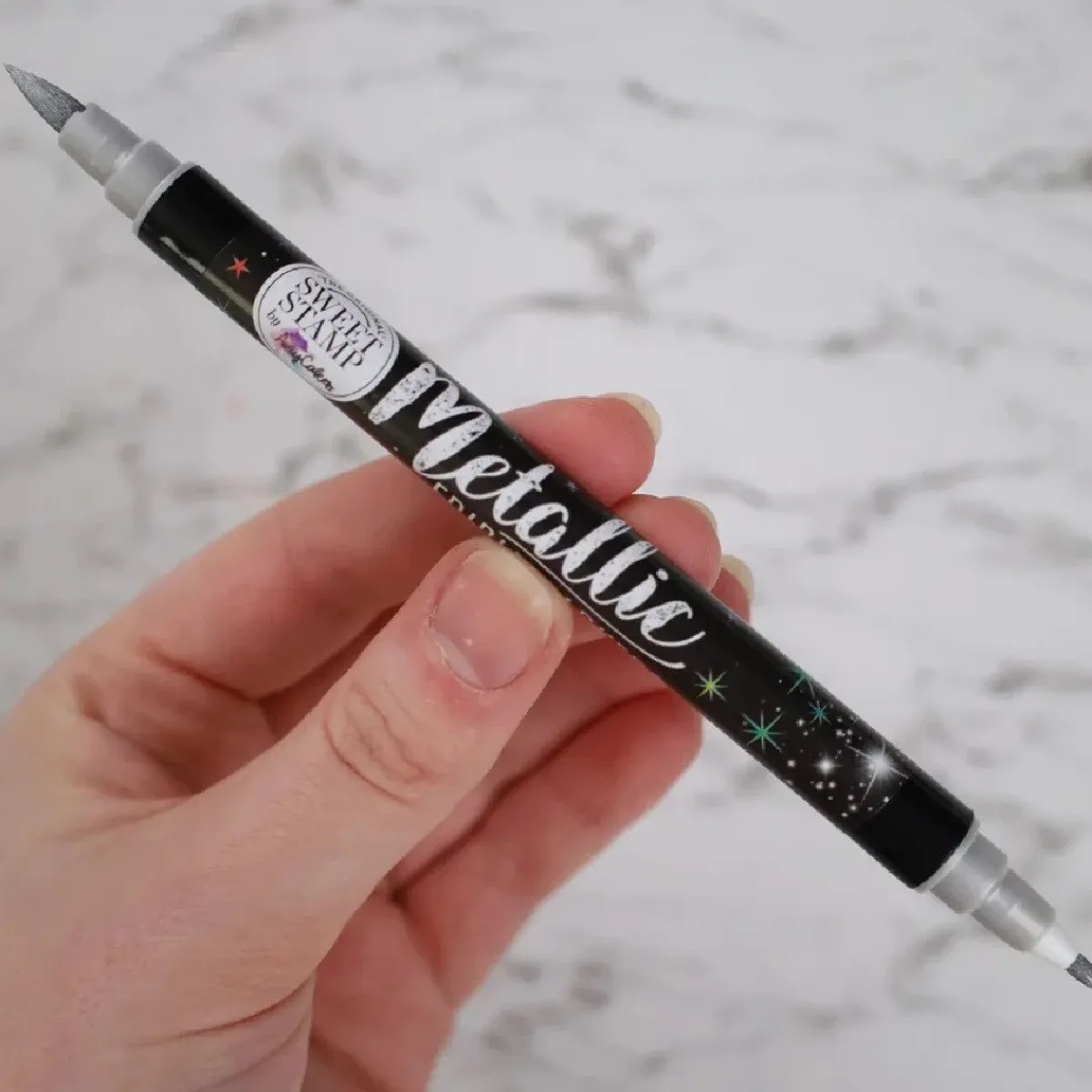 Sweet Stamp Stift Eetbare Inkt Dubbelzijdig Metallic Zilver Clearance