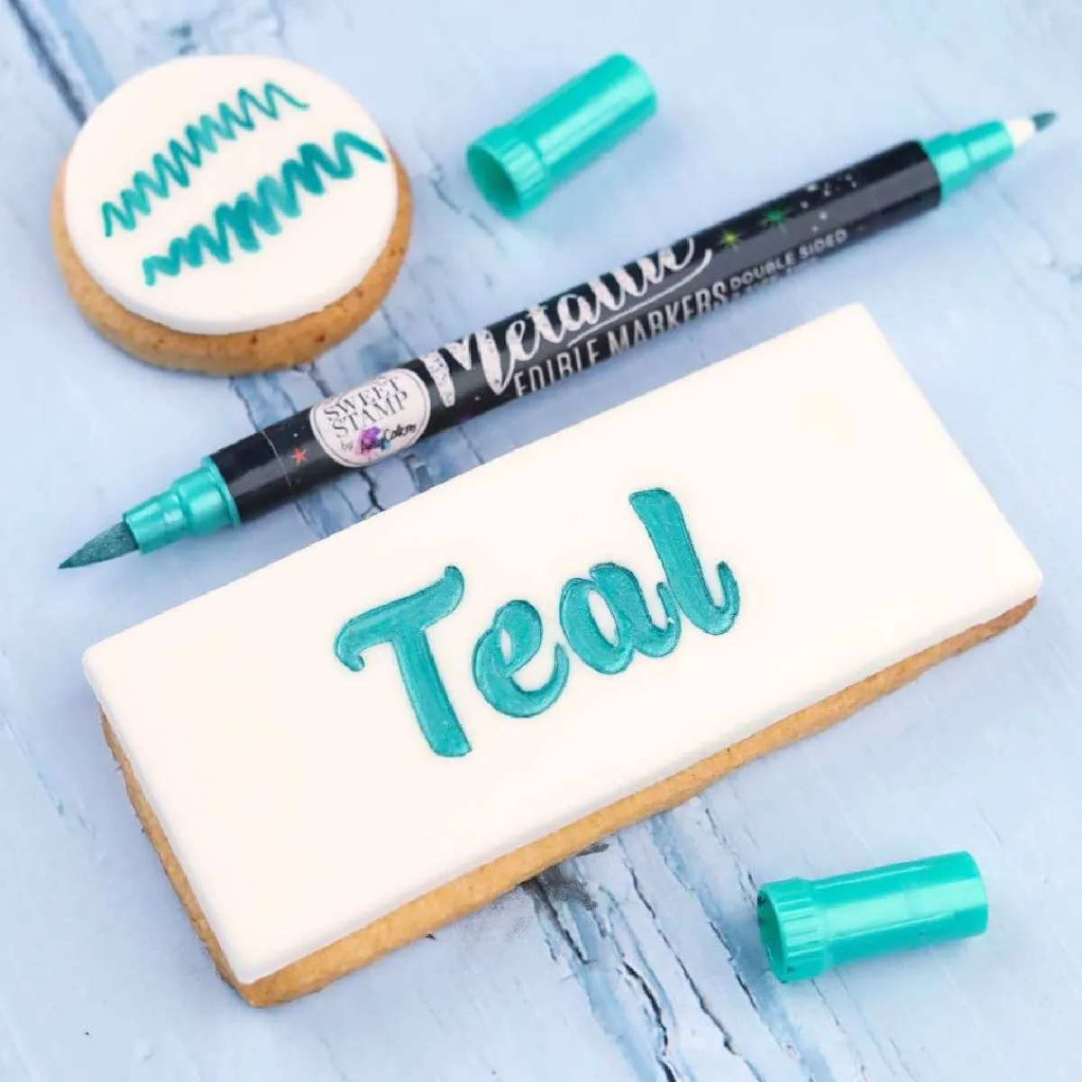 Sweet Stamp Stift Eetbare Inkt Dubbelzijdig Metallic Teal Sale