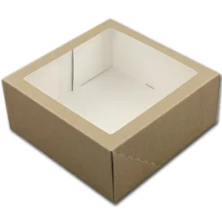 BrandNewCake Taartdoos met venster 21x21x9cm. Kraft 3st