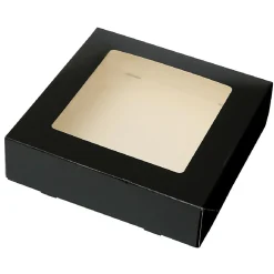 BrandNewCake Taartdoos met venster 19x19x5cm. Zwart 3st Hot