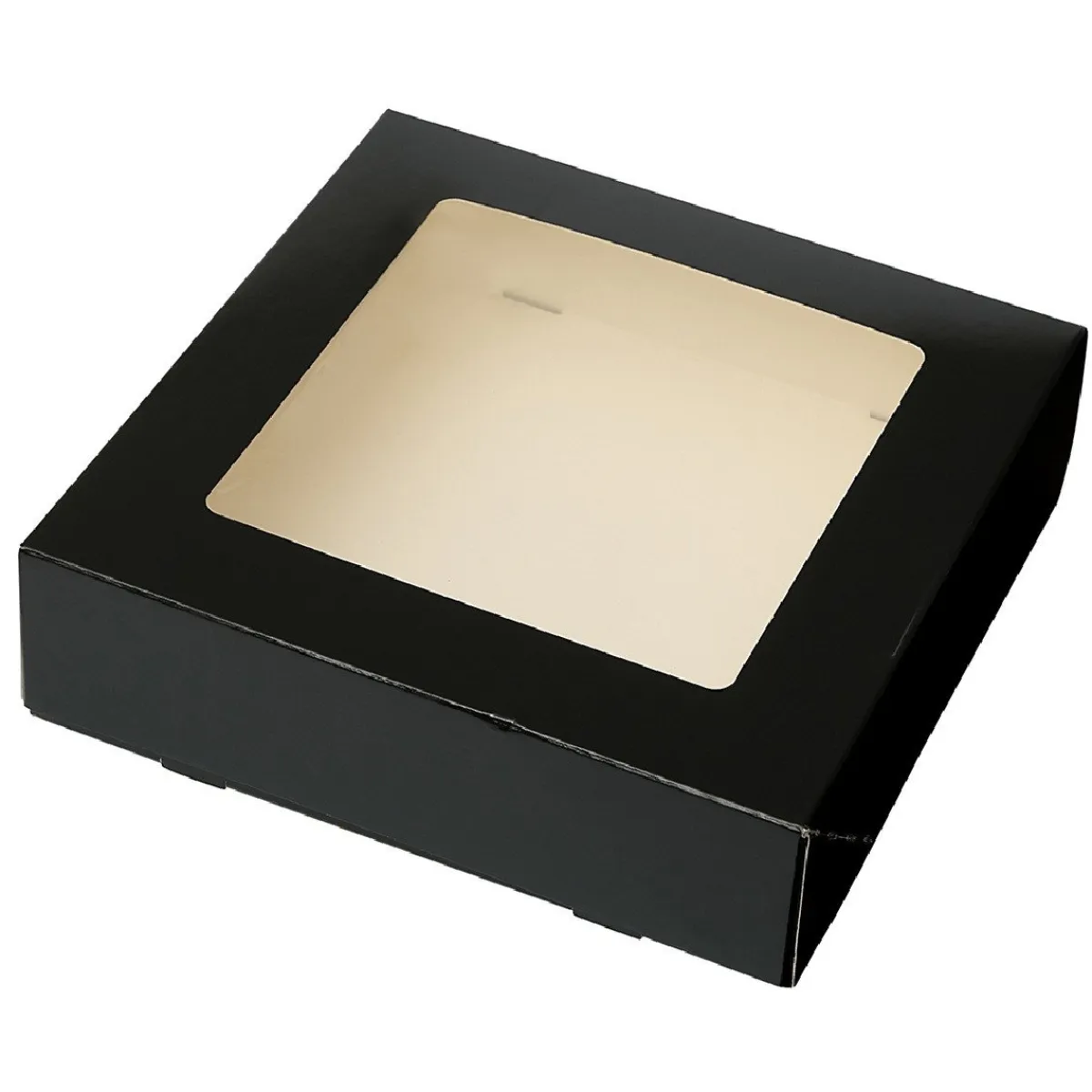 BrandNewCake Taartdoos met venster 19x19x5cm. Zwart 3st Hot