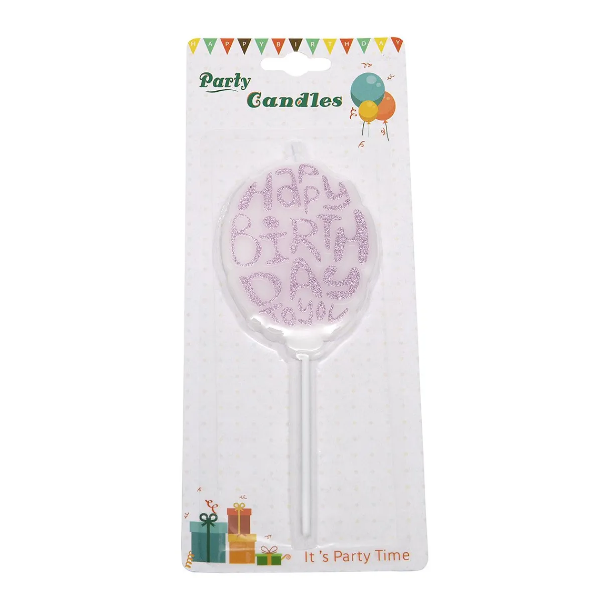 Overig Taartkaarsje Happy Birthday Roze Glitter** Sale