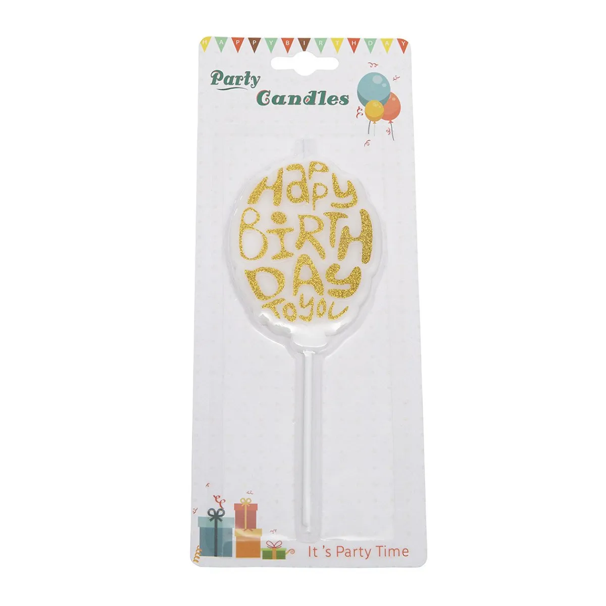 Overig Taartkaarsje Happy Birthday Goud Glitter** Sale