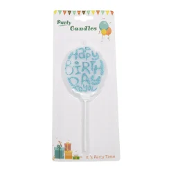 Overig Taartkaarsje Happy Birthday Blauw Glitter**