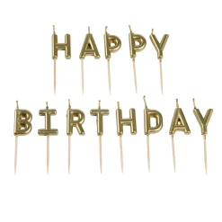 Overig Taartkaarsjes Happy Birthday Goud New
