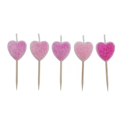Overig Taartkaarsjes Hartjes Glitter 5st.
