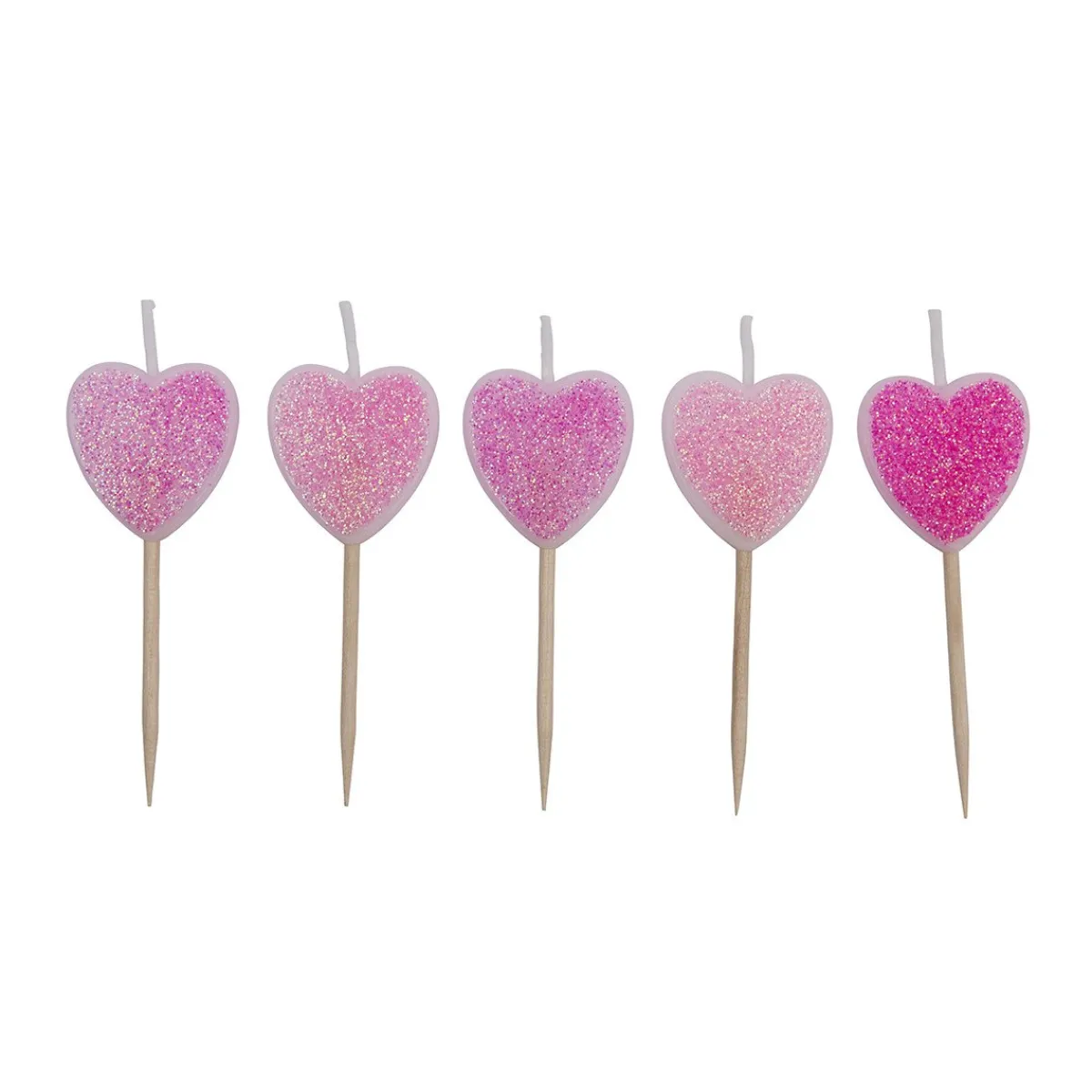 Overig Taartkaarsjes Hartjes Glitter 5st.
