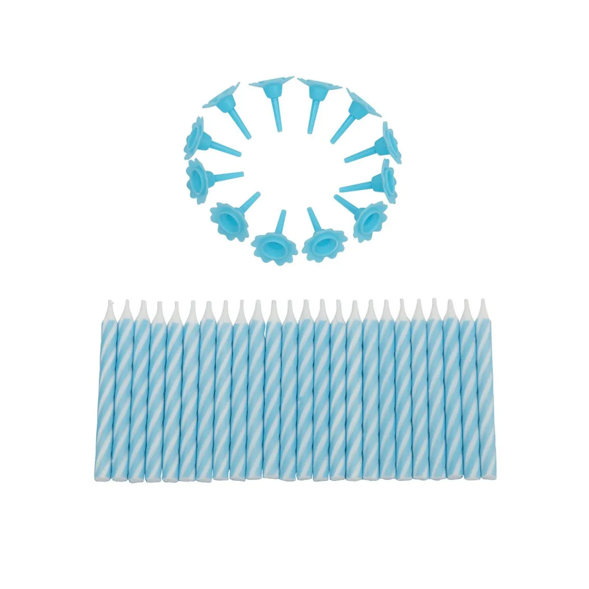 Overig Taartkaarsjes met houders Blauw 24st** New