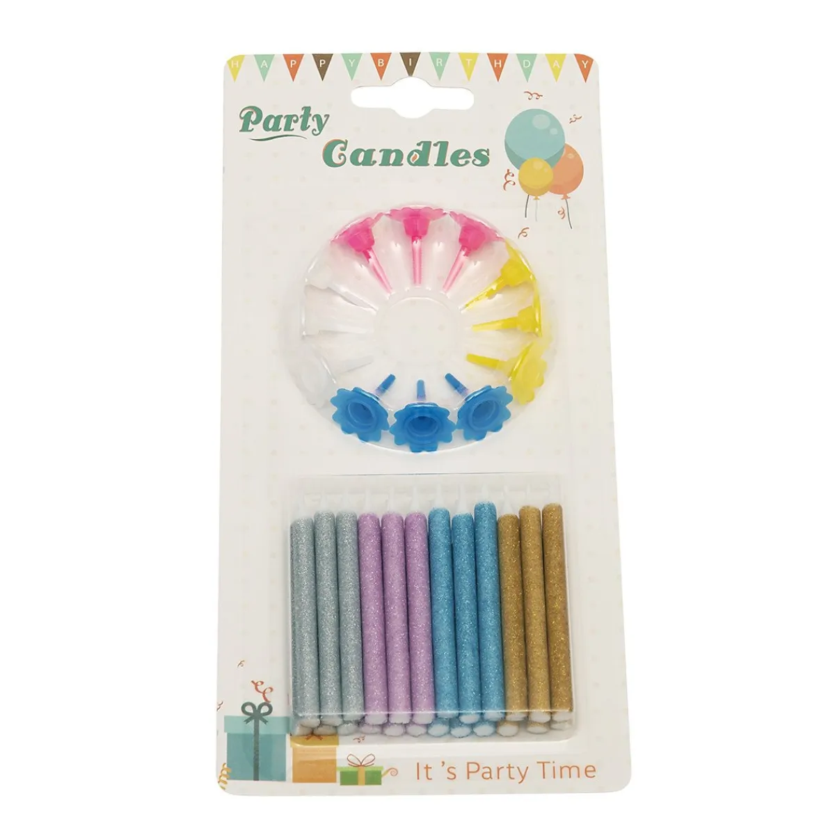 BrandNewCake Taartkaarsjes met houders Multi Glitter 24st Online