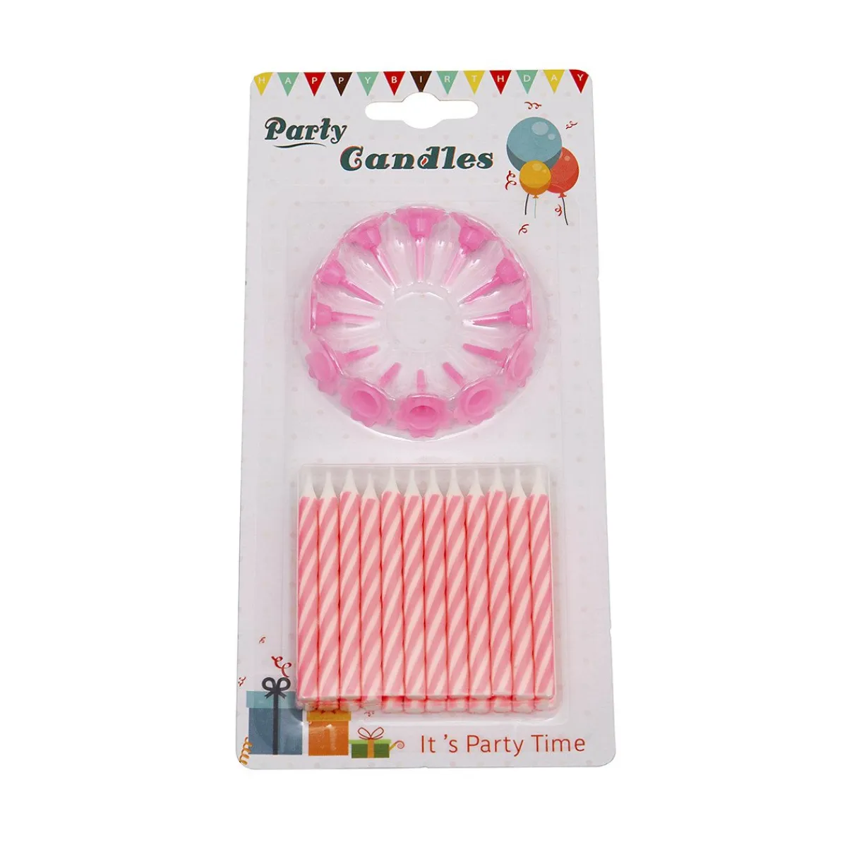 Overig Taartkaarsjes met houders Roze 24st Hot