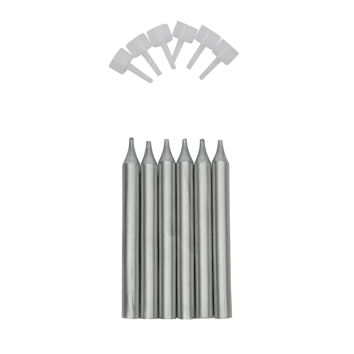 Overig Taartkaarsjes met houders Zilver 6st.** Best