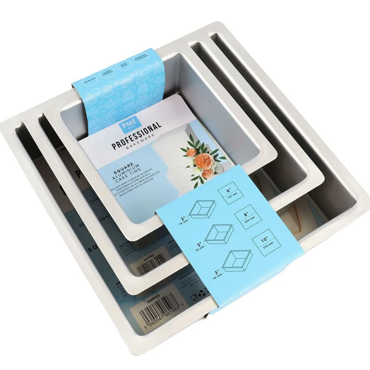 PME Taartpan Vierkant 7,5cm(h) Set/3 Hot