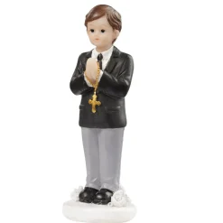 Overig Taarttopper Communie Jongen met Kruis Polystone 8,5cm Sale