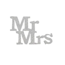 Overig Taarttopper Mr & Mrs Kunststof Zilver 11cm 4st New