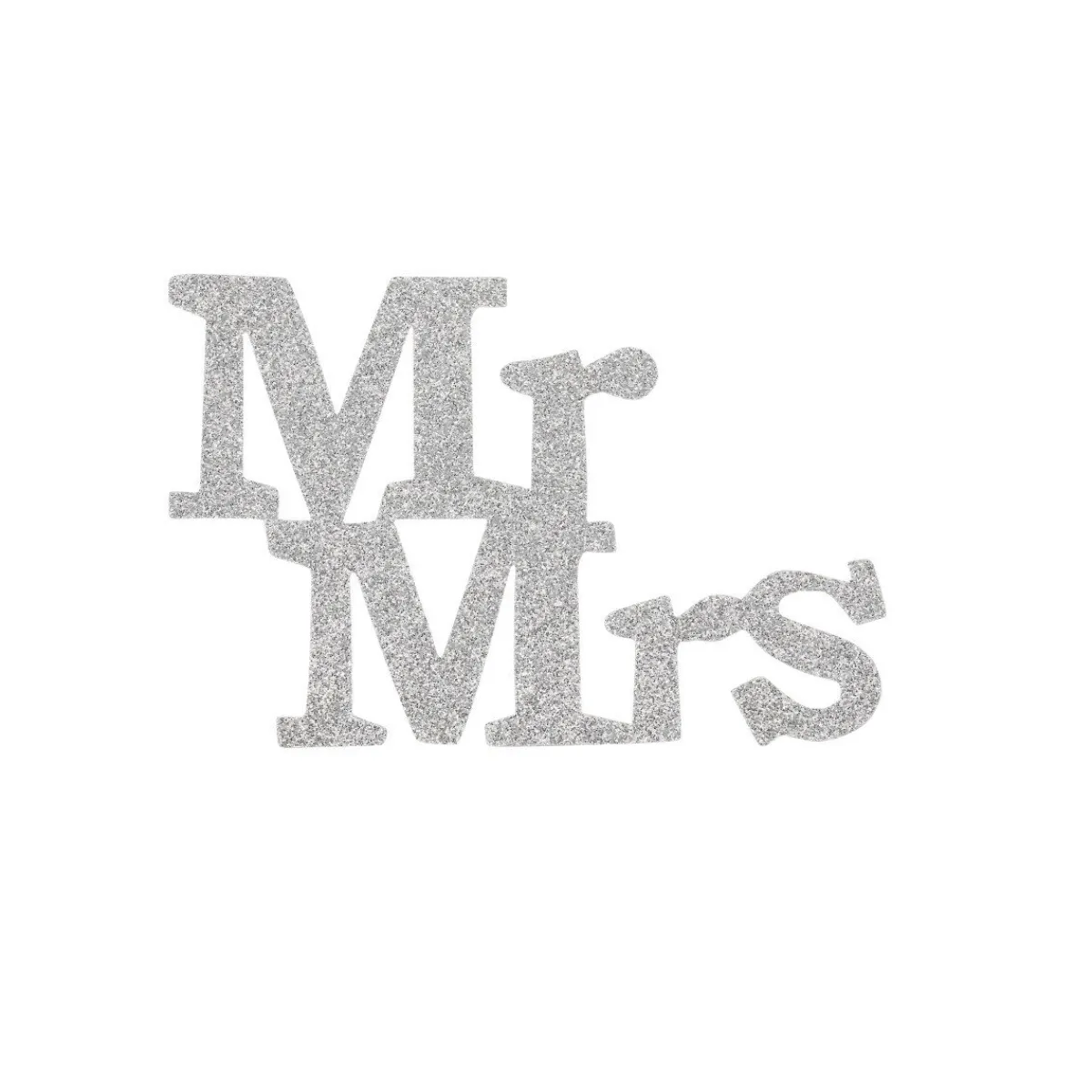 Overig Taarttopper Mr & Mrs Kunststof Zilver 11cm 4st New
