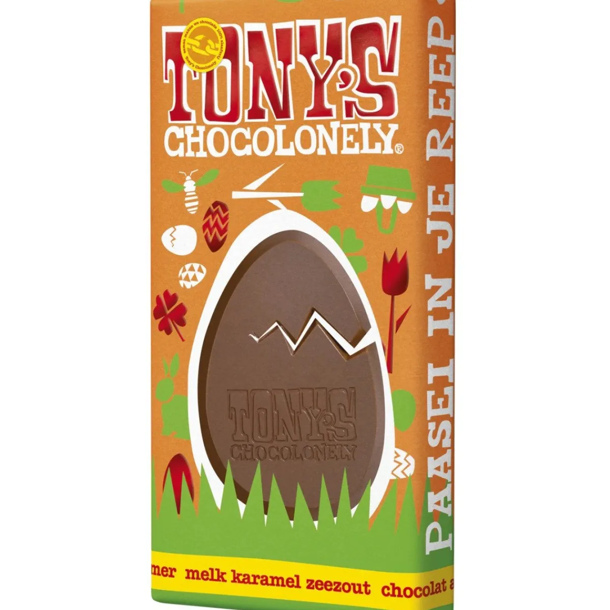 Overig Tony's Chocolonely Paasreep Melk / Karamel / Zeezout 180g Clearance