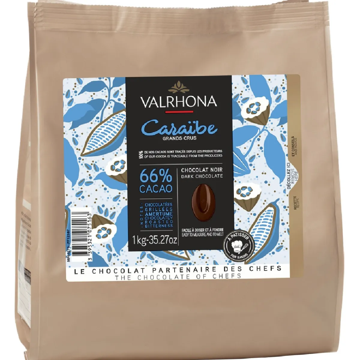 Valrhona Chocolade Druppels Puur Caraïbe (66%) 1kg Sale