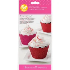 Wilton Cupcake Wraps Glitter Rood en Roze 24st.** Hot
